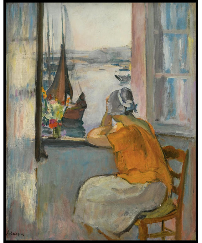 Jeuen Femme Devant la Fenetre Ouverte a lIle dYeu