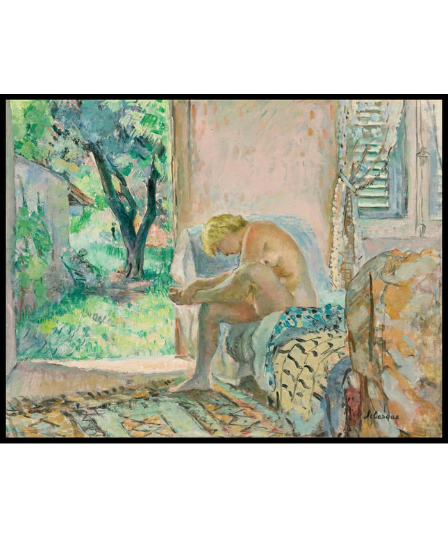 Nu Assis Sur Un Canape Pres De La Fenetre