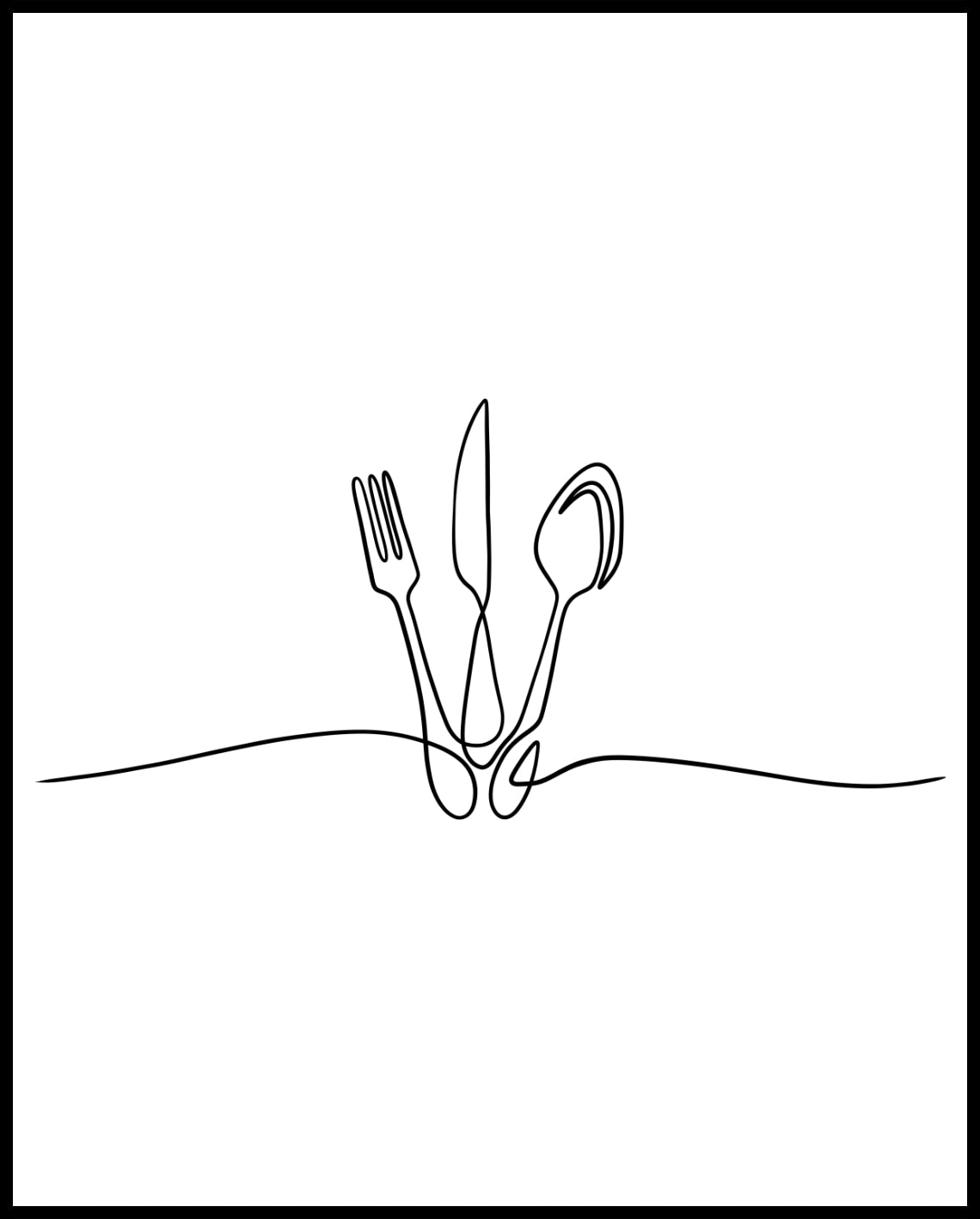 Cutlery line art poster