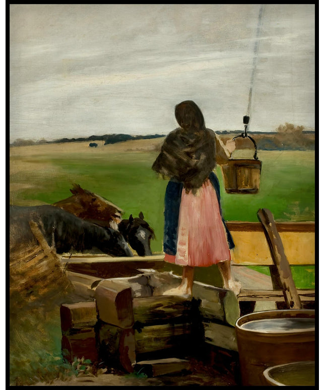 Girl at a water well