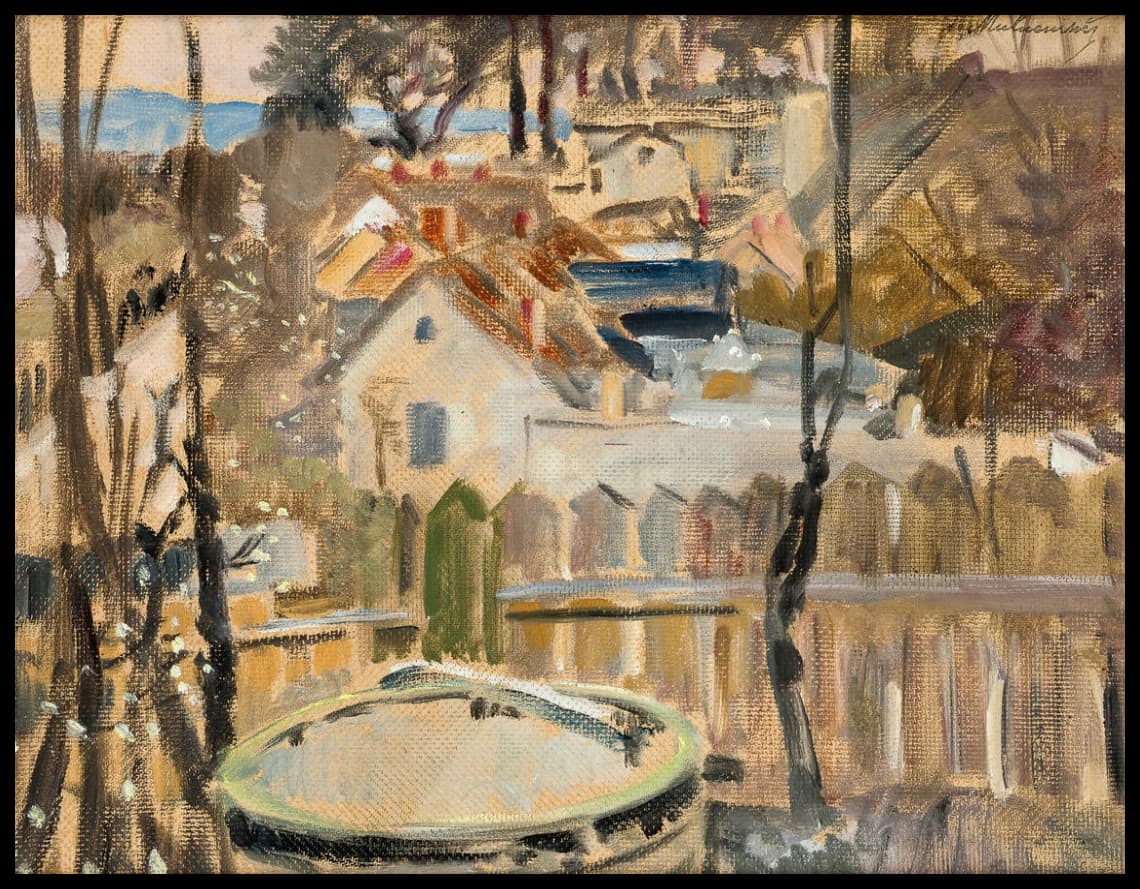 Paysage avec un puits