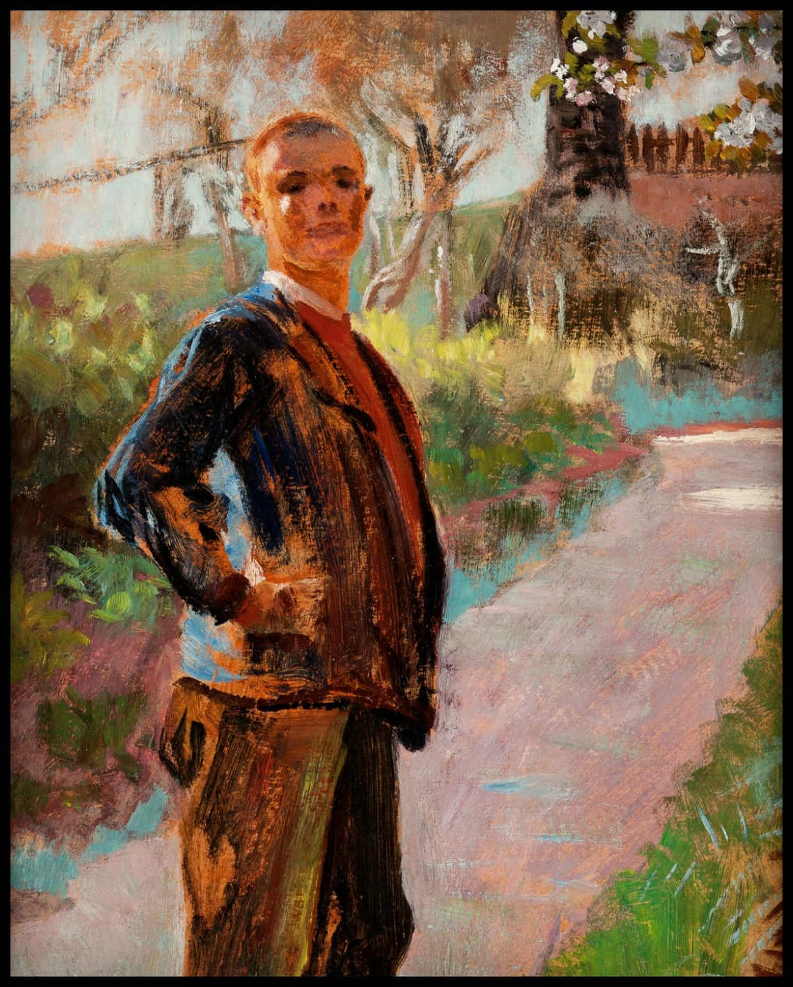 Paysage avec le fils de l'artiste sur un sentier