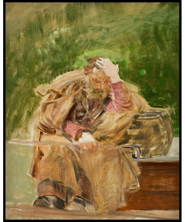 Old man at a water well