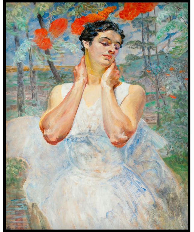 Portrait of a woman with rowanberry