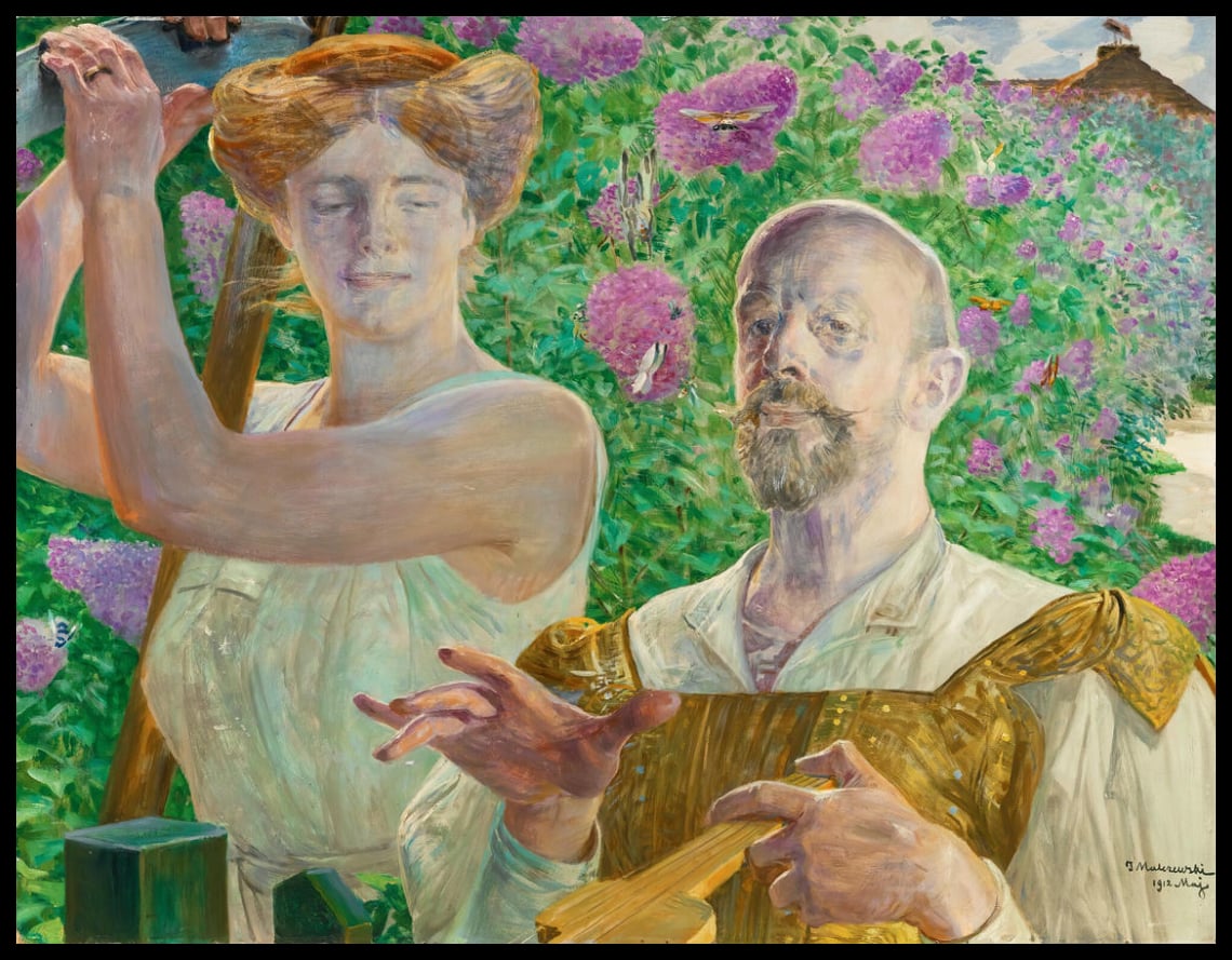 Autoportrait avec muse et buddleia