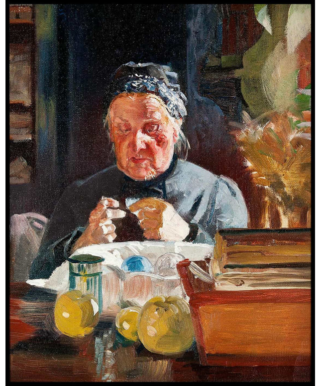 Woman at table, sketch