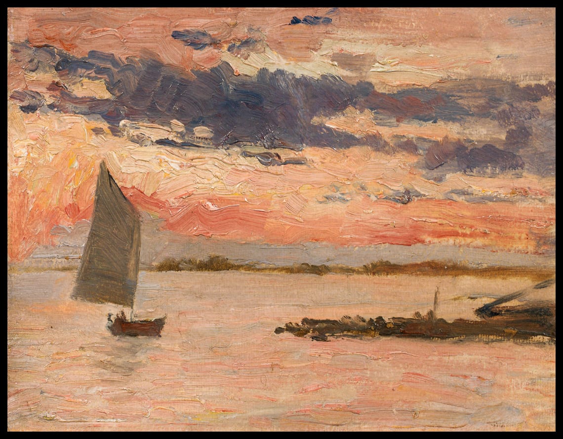La lagune de Grado au coucher du soleil