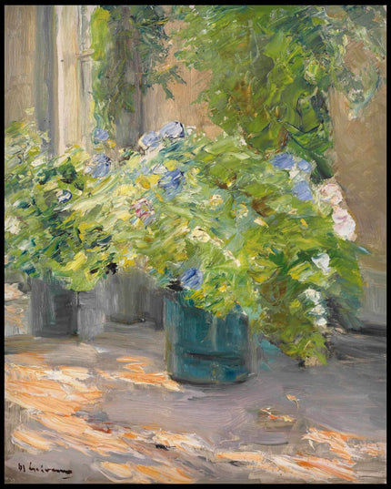 Blumentöpfe vor dem Haus