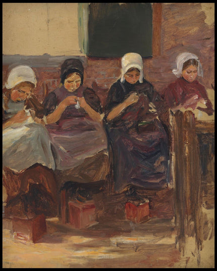 Nähende Mädchen in Huyzen