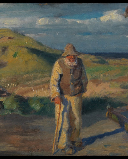 A Blind Man Outside his House