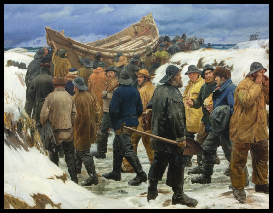 The Lifeboat is Taken through the Dunes (Le bateau de sauvetage traverse les dunes)