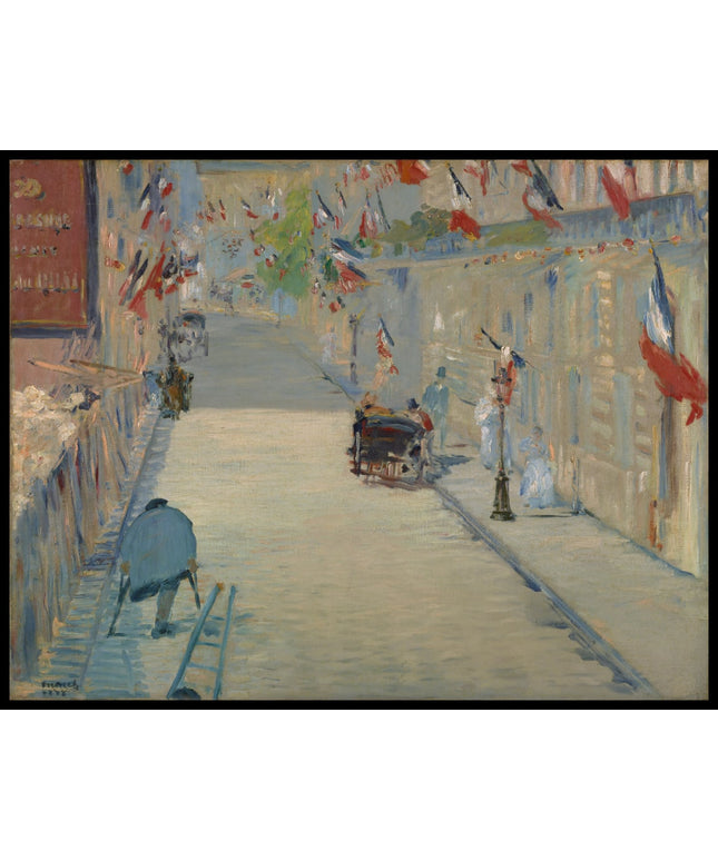 Die Rue Mosnier mit Flagge