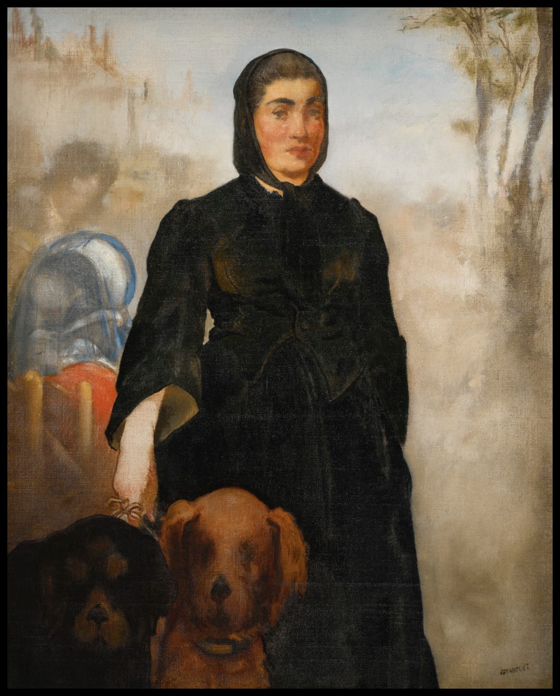 Femme avec chiens