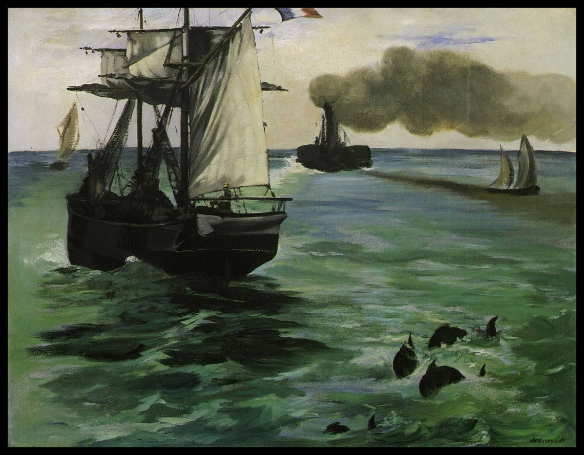 Paysage marin avec des marsouins