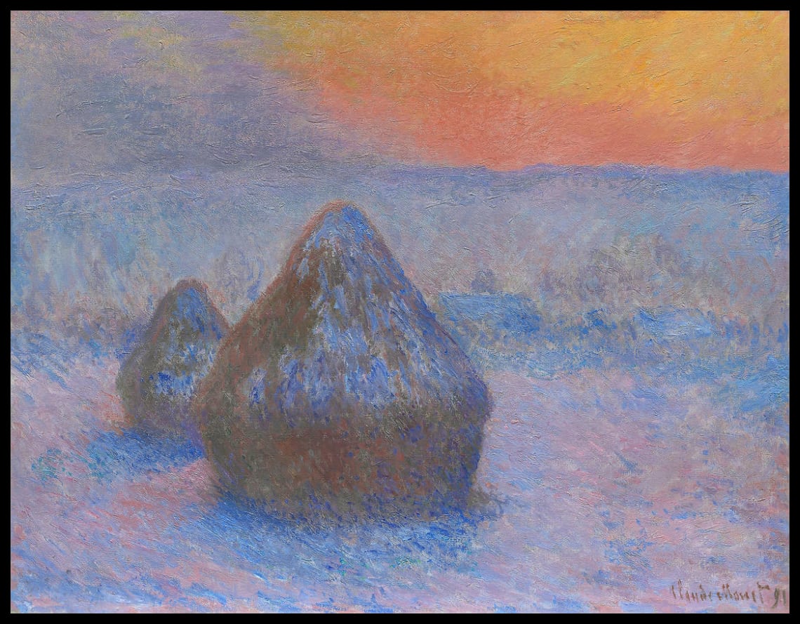 Stacks of Wheat (Sunset, Snow Effect)