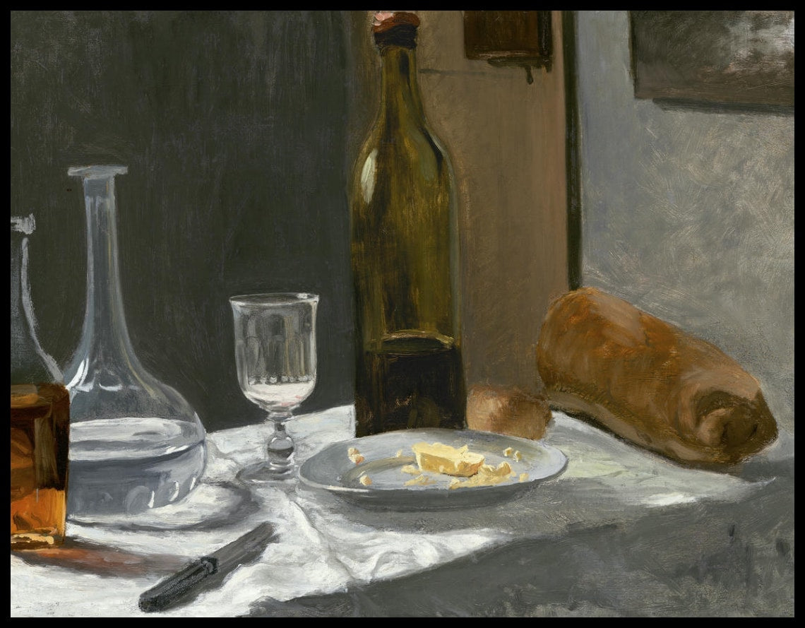 Still Life with Bottle, Carafe, Bread, and Wine