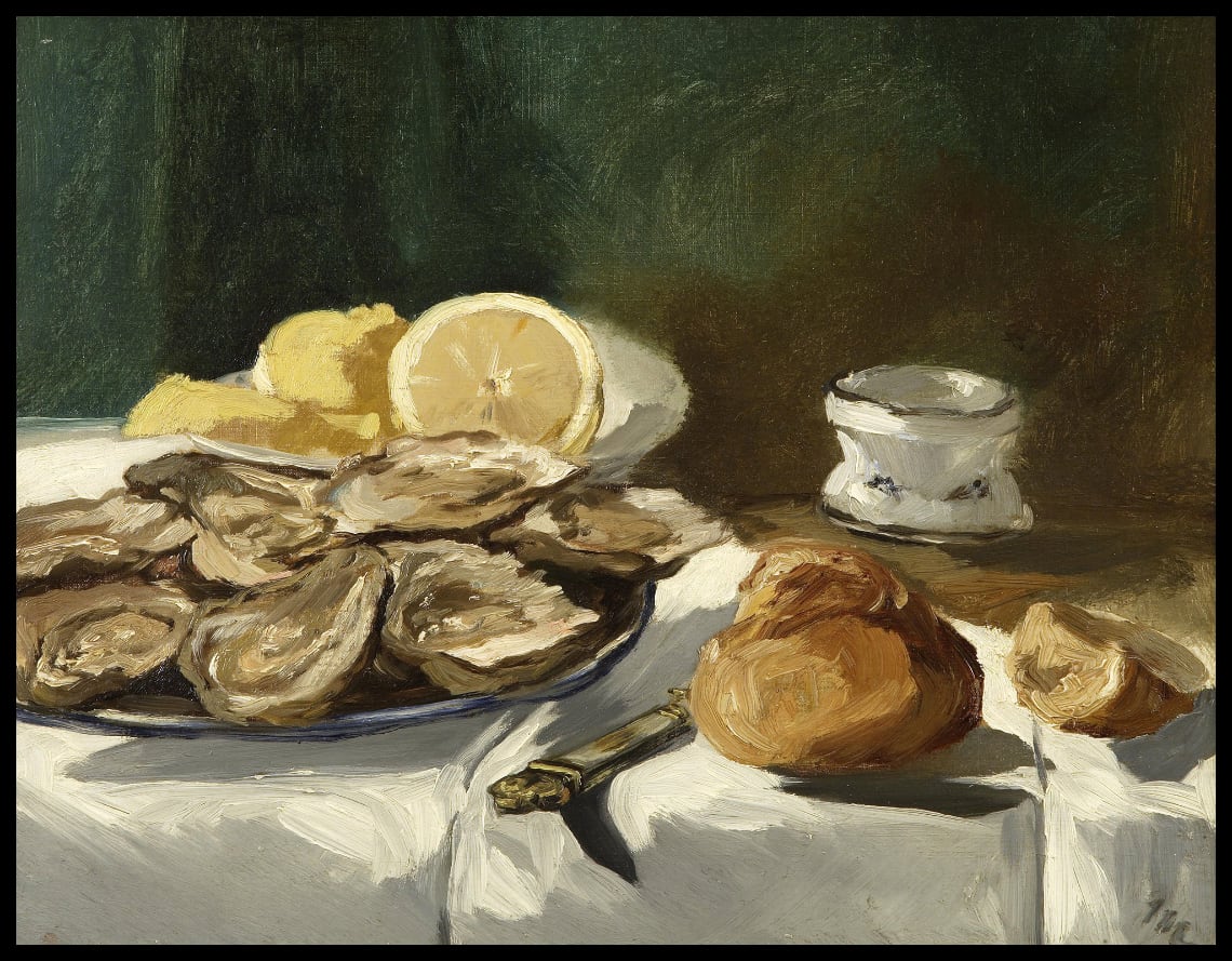 Nature morte aux huîtres Citron et brioche