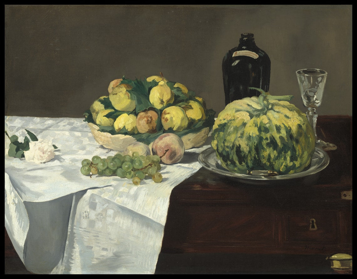 Nature morte au melon et aux pêches