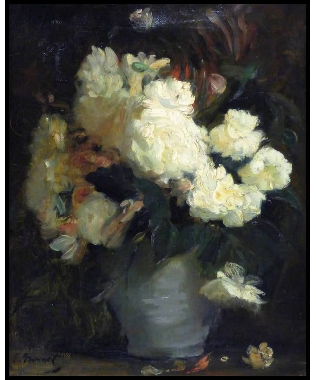 Stillleben mit weißen Pfingstrosen und anderen Blumen