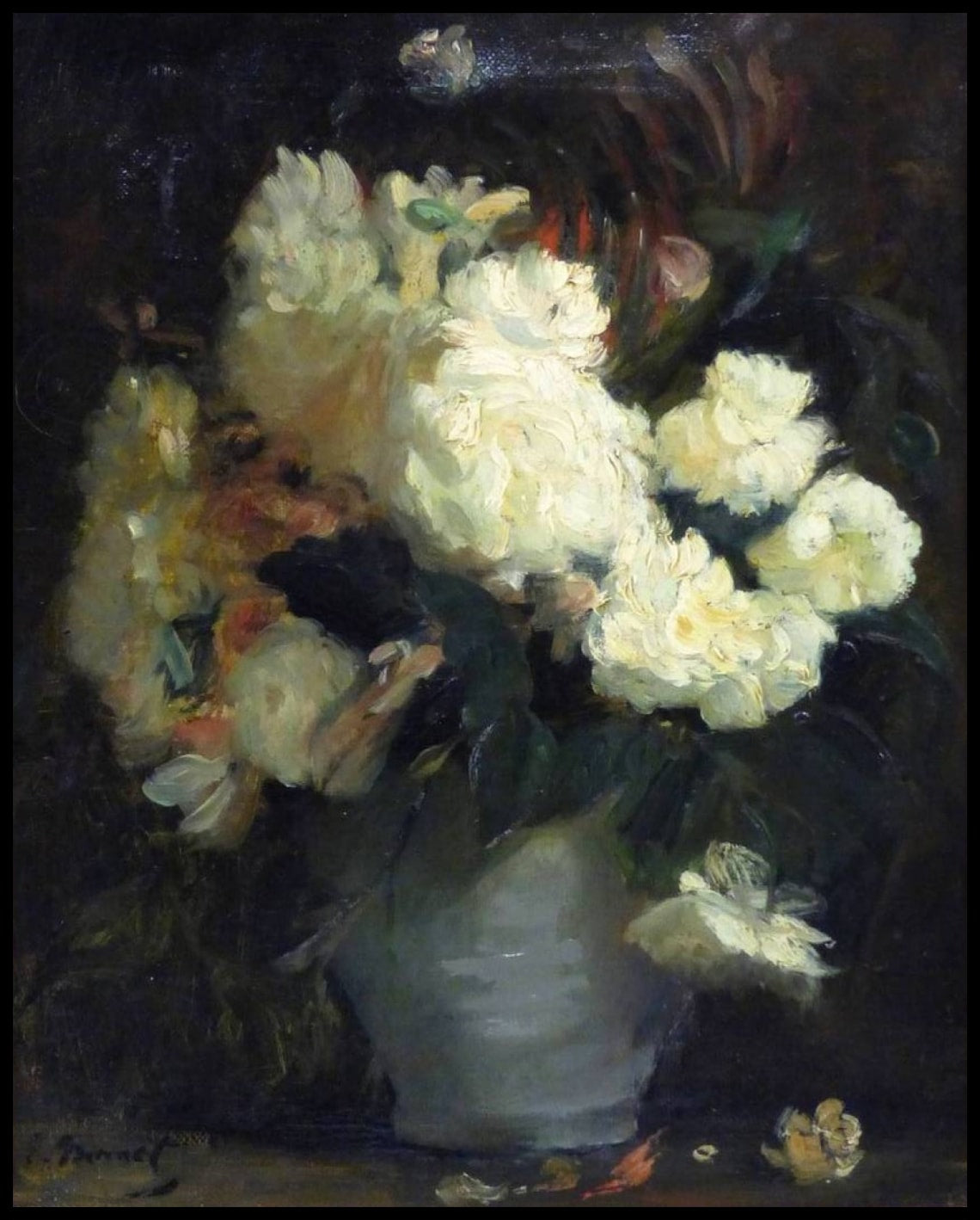 Nature morte avec pivoines blanches et autres fleurs