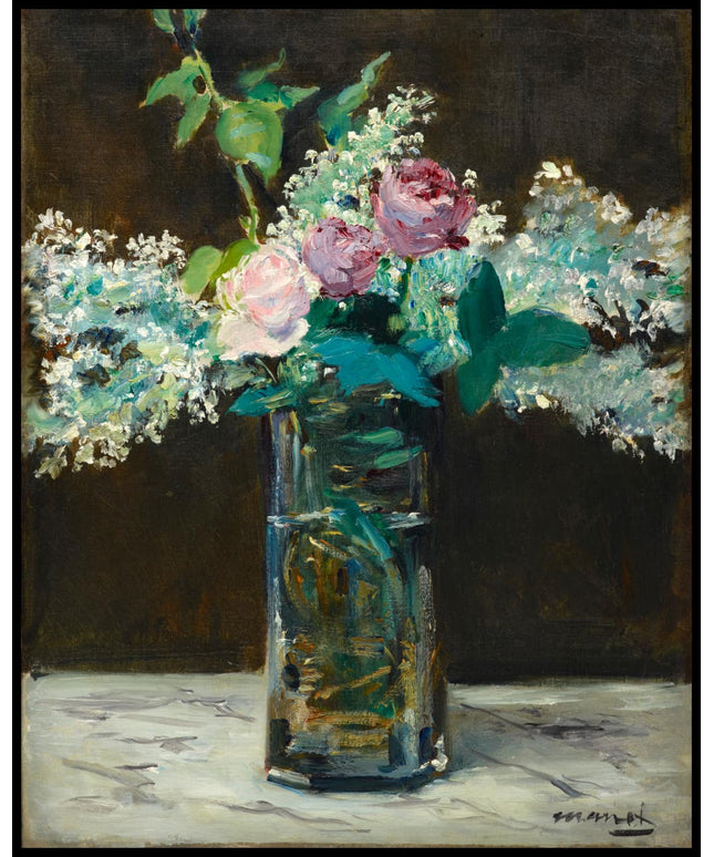 Vase mit weißen und rosa Flieder