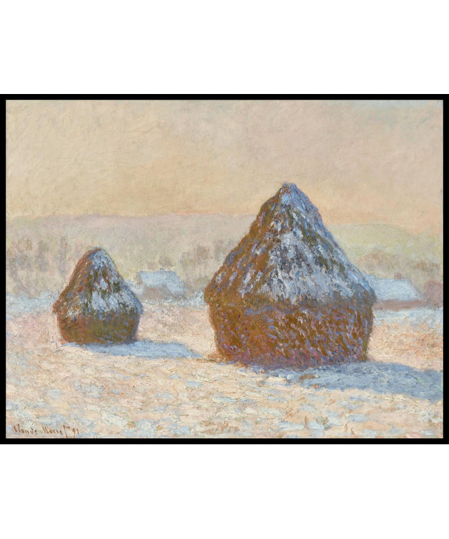 Wheatstacks, Snow Effect, Morning