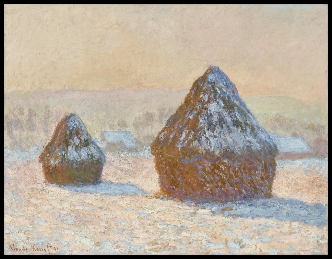 Wheatstacks, Snow Effect, Morning