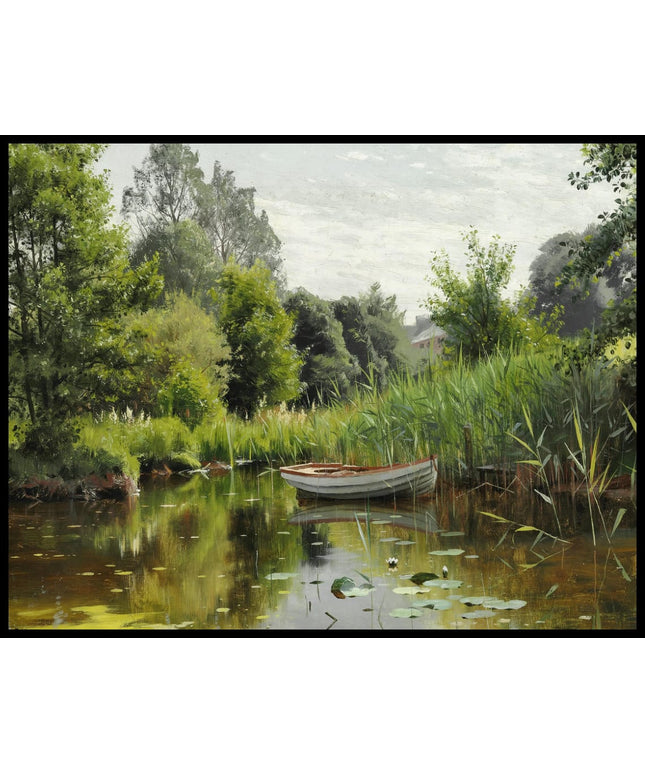 Ein Wald mit einem Ruderboot