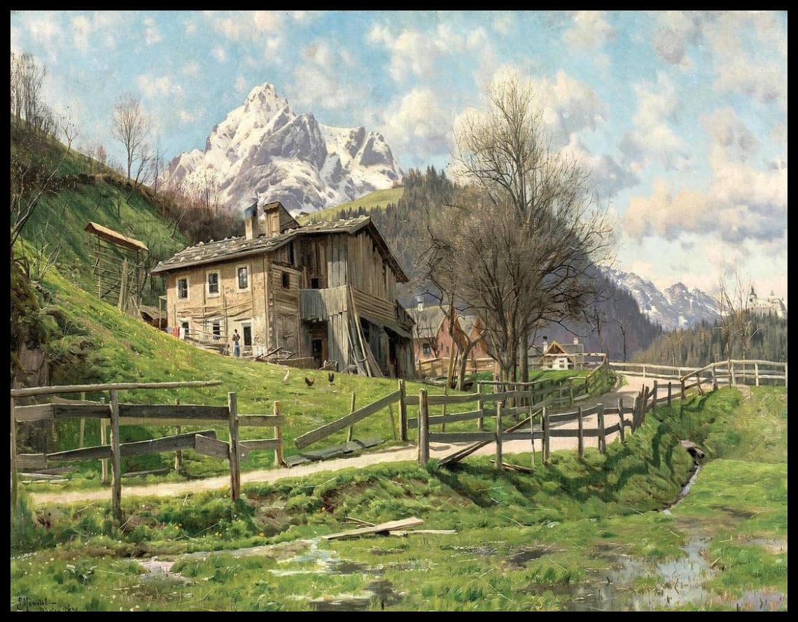 Landschaft mit Bauernhof in Werfen