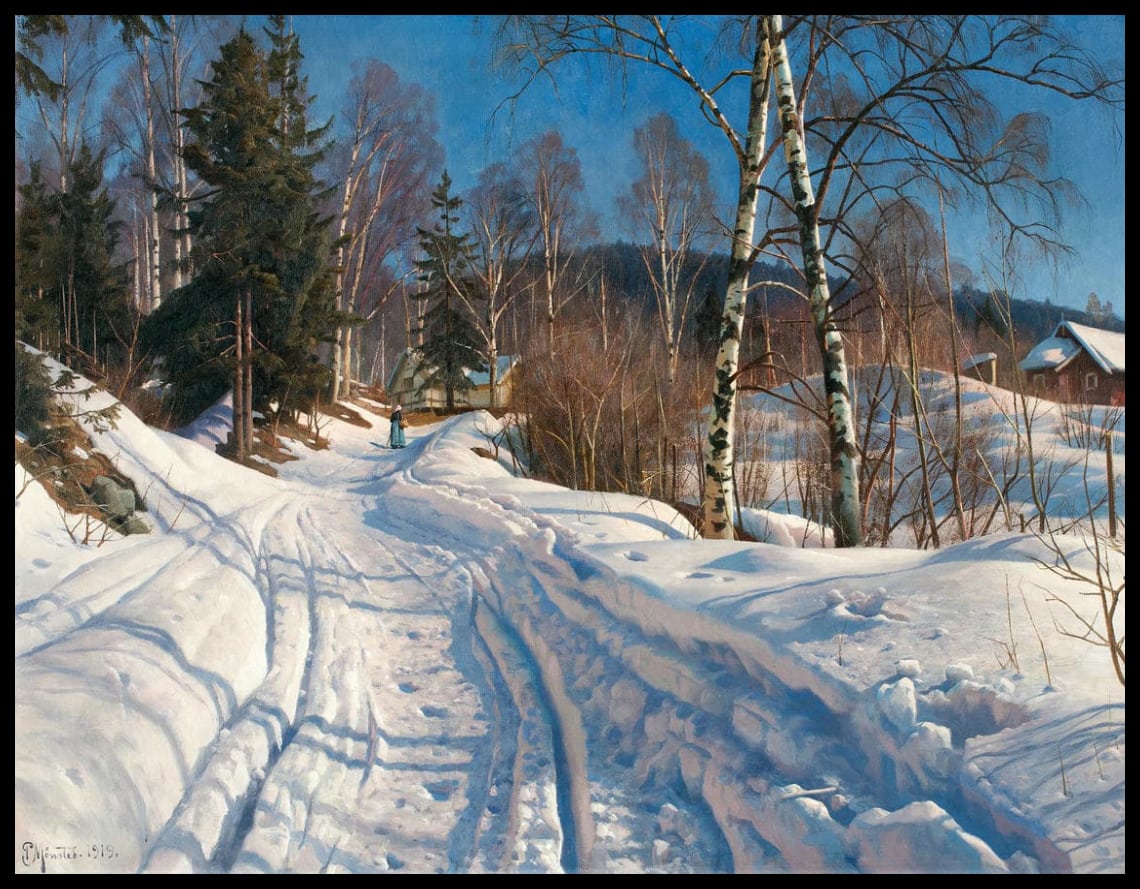 Sonnenbeschienene Winterlandschaft