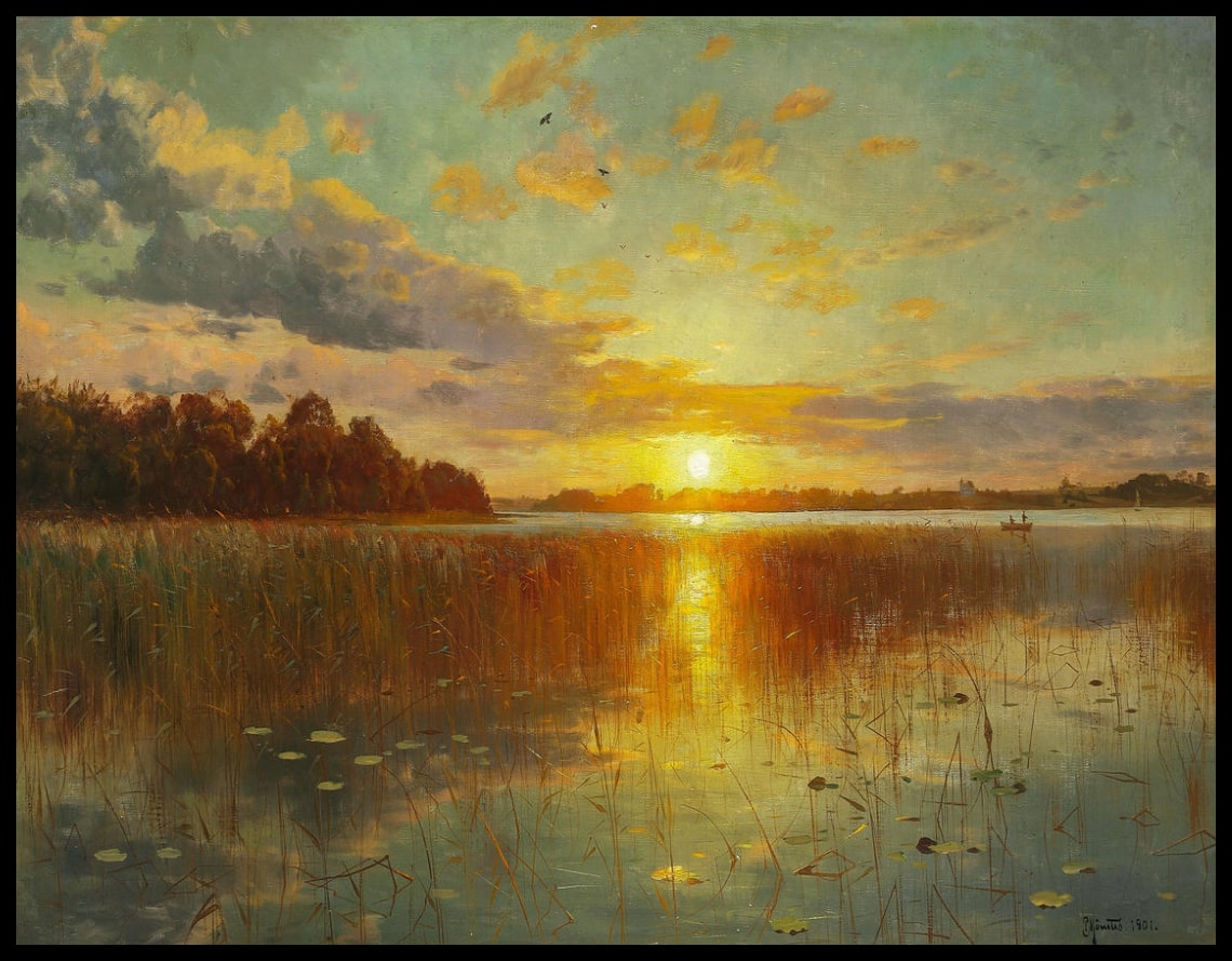Sunset over a Danish fjord