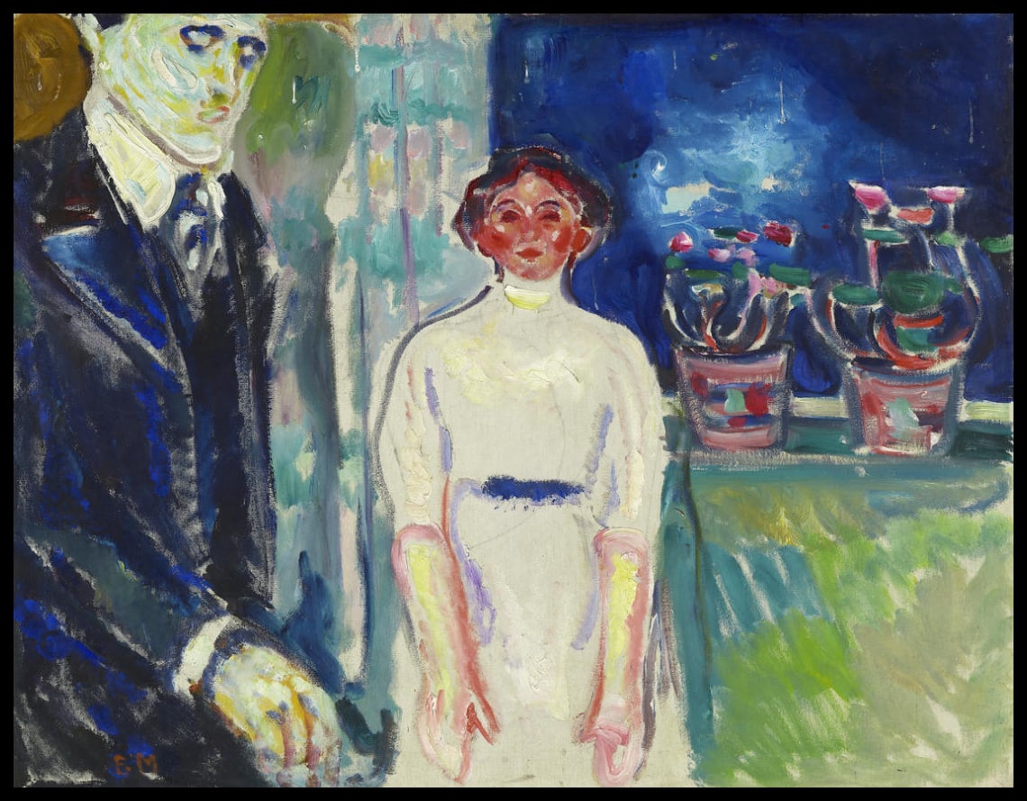 Homme et femme près de la fenêtre avec des plantes en pot