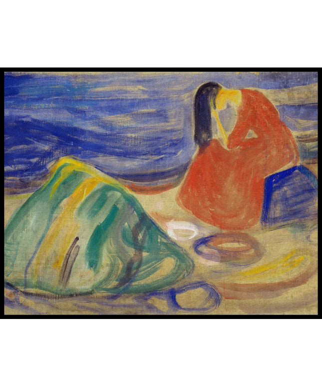 Melancholy. Weeping Woman on the Beach