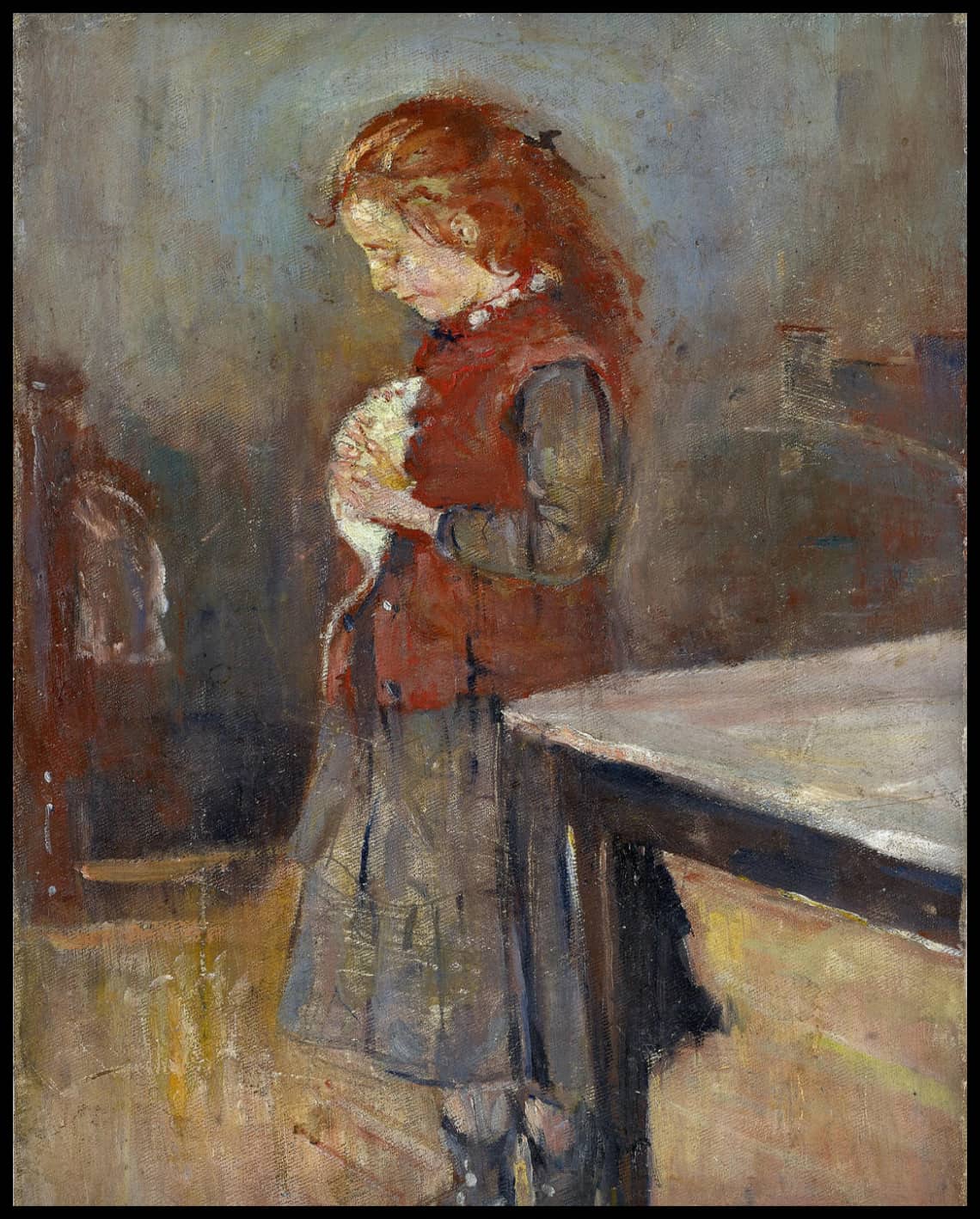 Fille rousse avec rat blanc