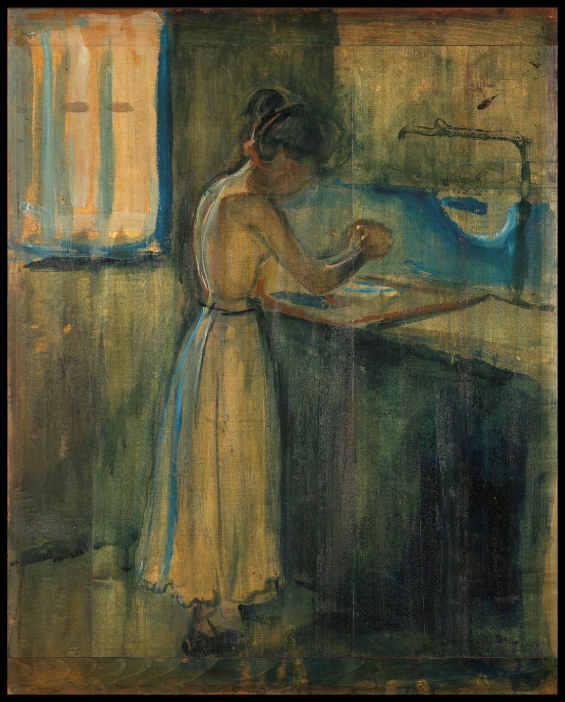Jeune femme se lavant
