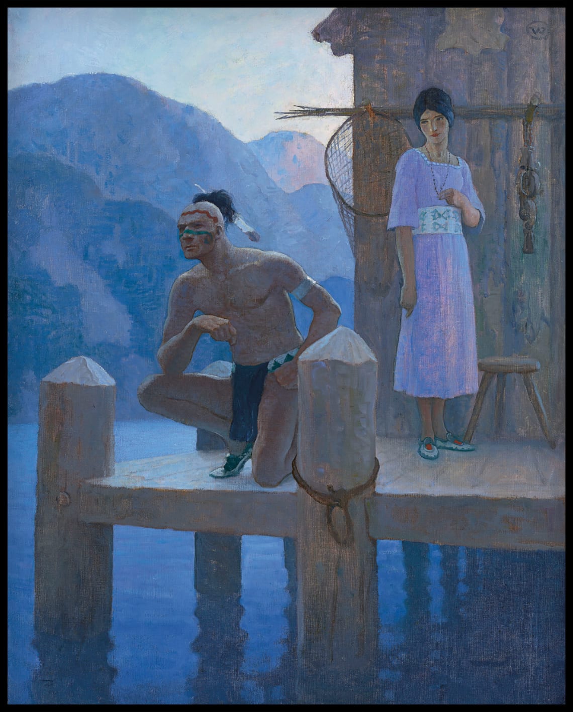 Elle a trouvé Chingachgook étudiant les rives du lac, les montagnes et les cieux...