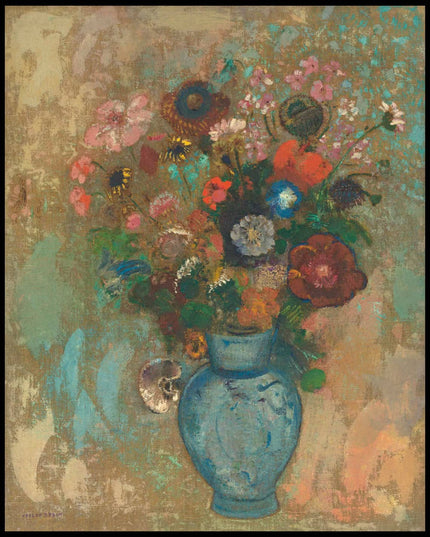 Fleurs dans un vase bleu