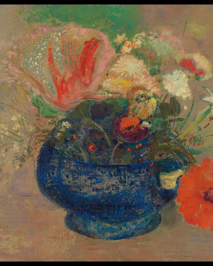 Fleurs dans une coupe bleue