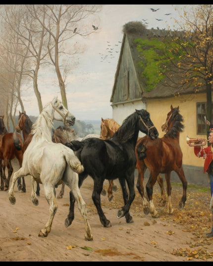 A String of Horses Outside an Inn