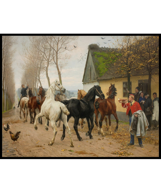 A String of Horses Outside an Inn