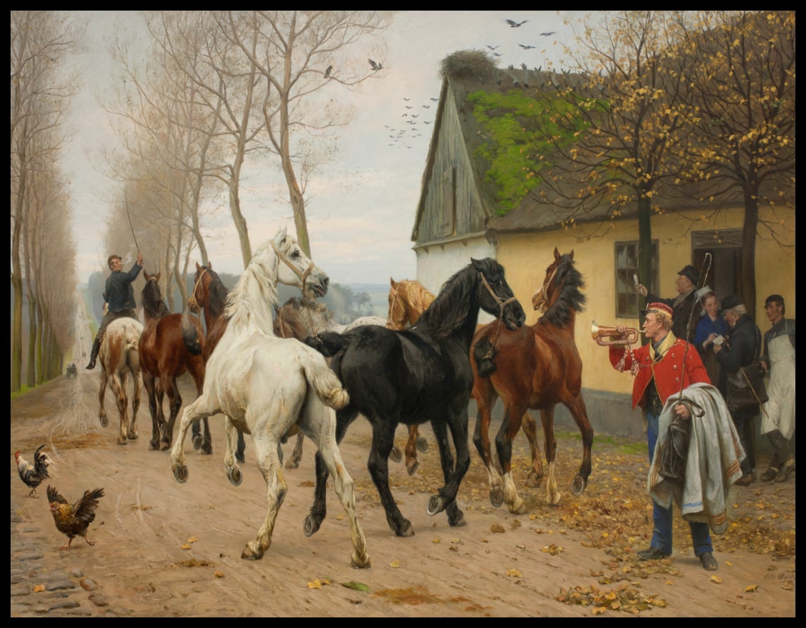 A String of Horses Outside an Inn (Une file de chevaux à l'extérieur d'une auberge)