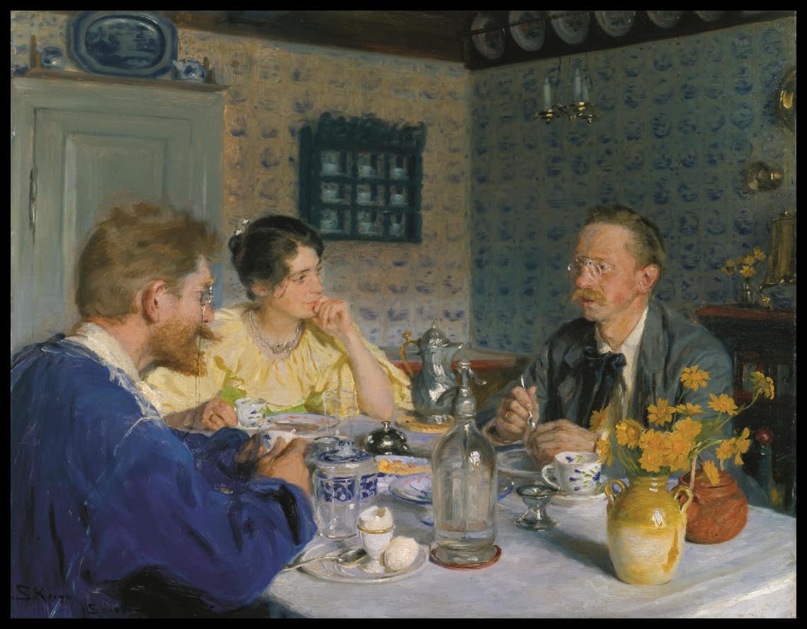 A luncheon. The artist, his wife and the writer Otto Benzon