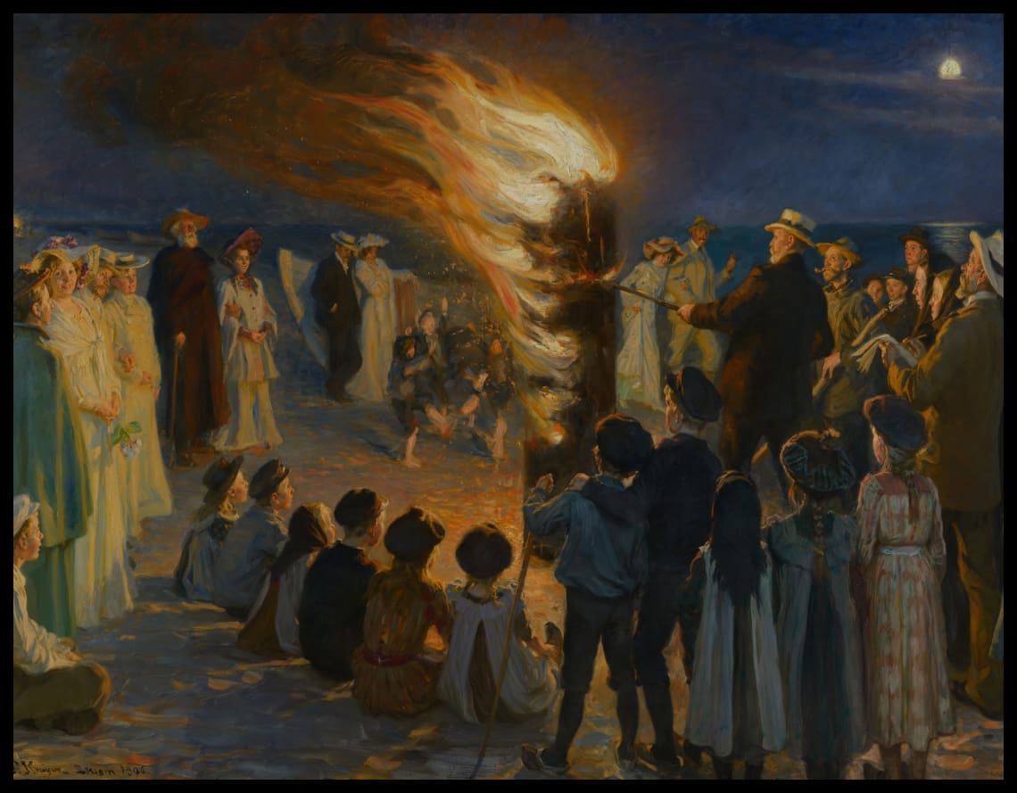 Midsummer Eve bonfire on Skagen's beach