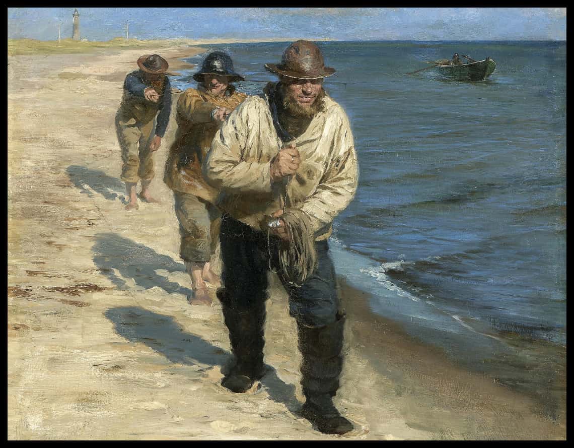 Tre fiskere på Skagen Sønderstrand
