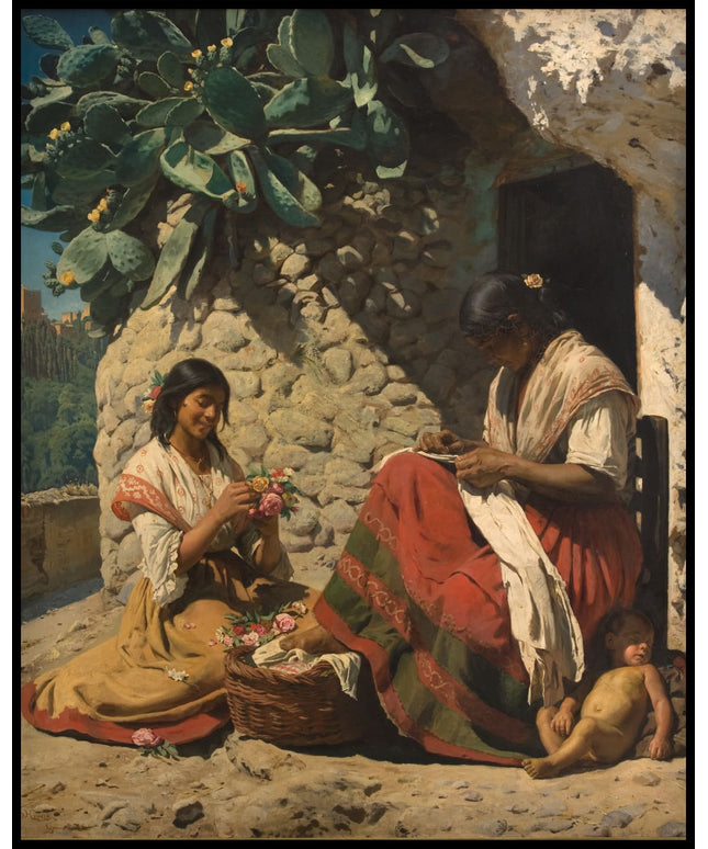 Two Gipsy Women Outside their Cottage. Spain