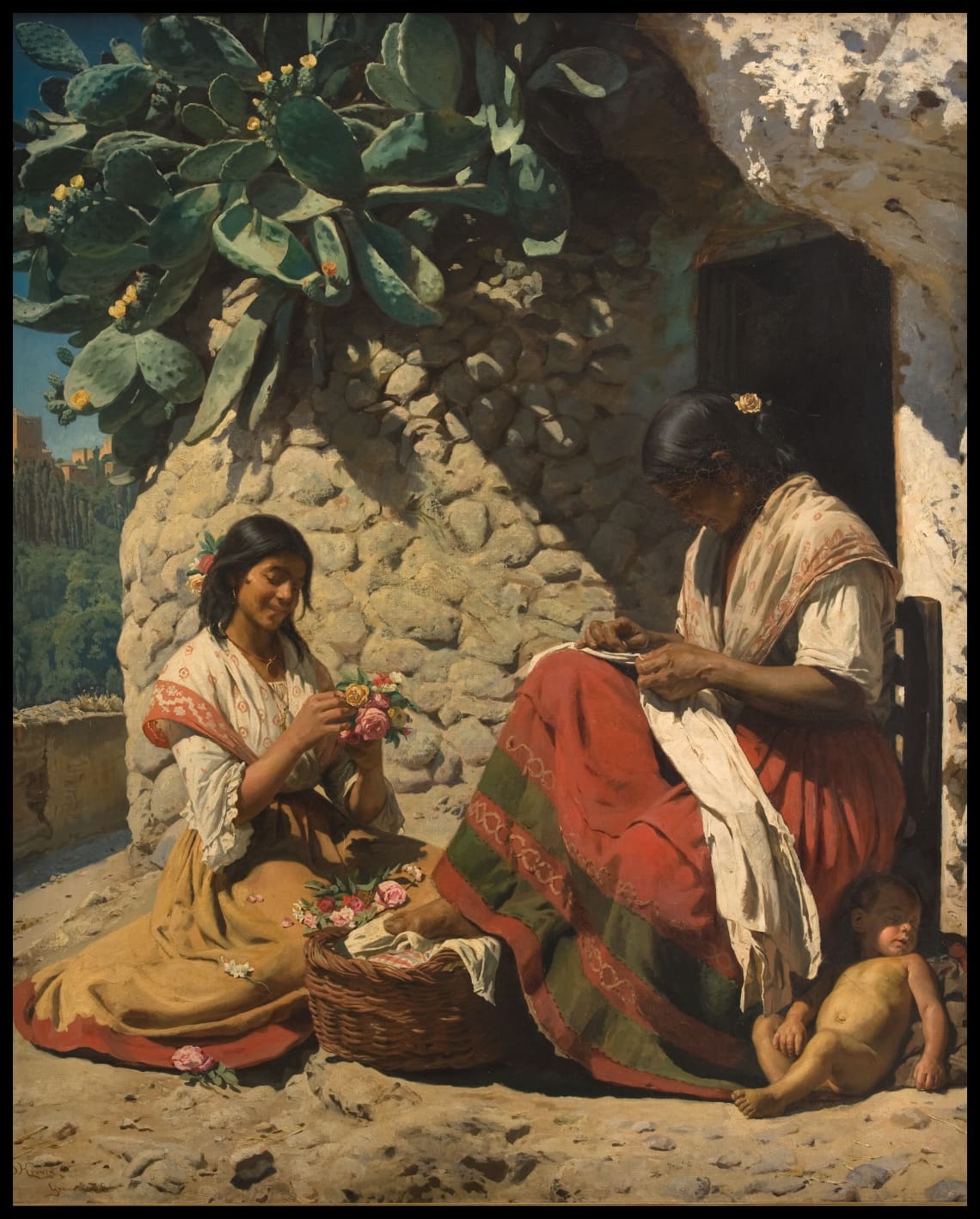 Two Gipsy Women Outside their Cottage. Spain