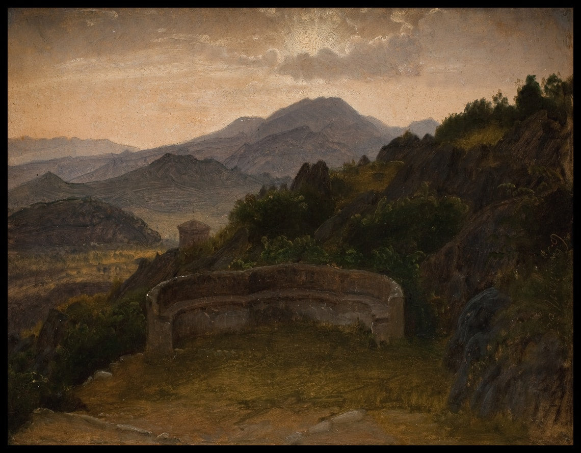 Paysage près de Subiaco. Coucher de soleil