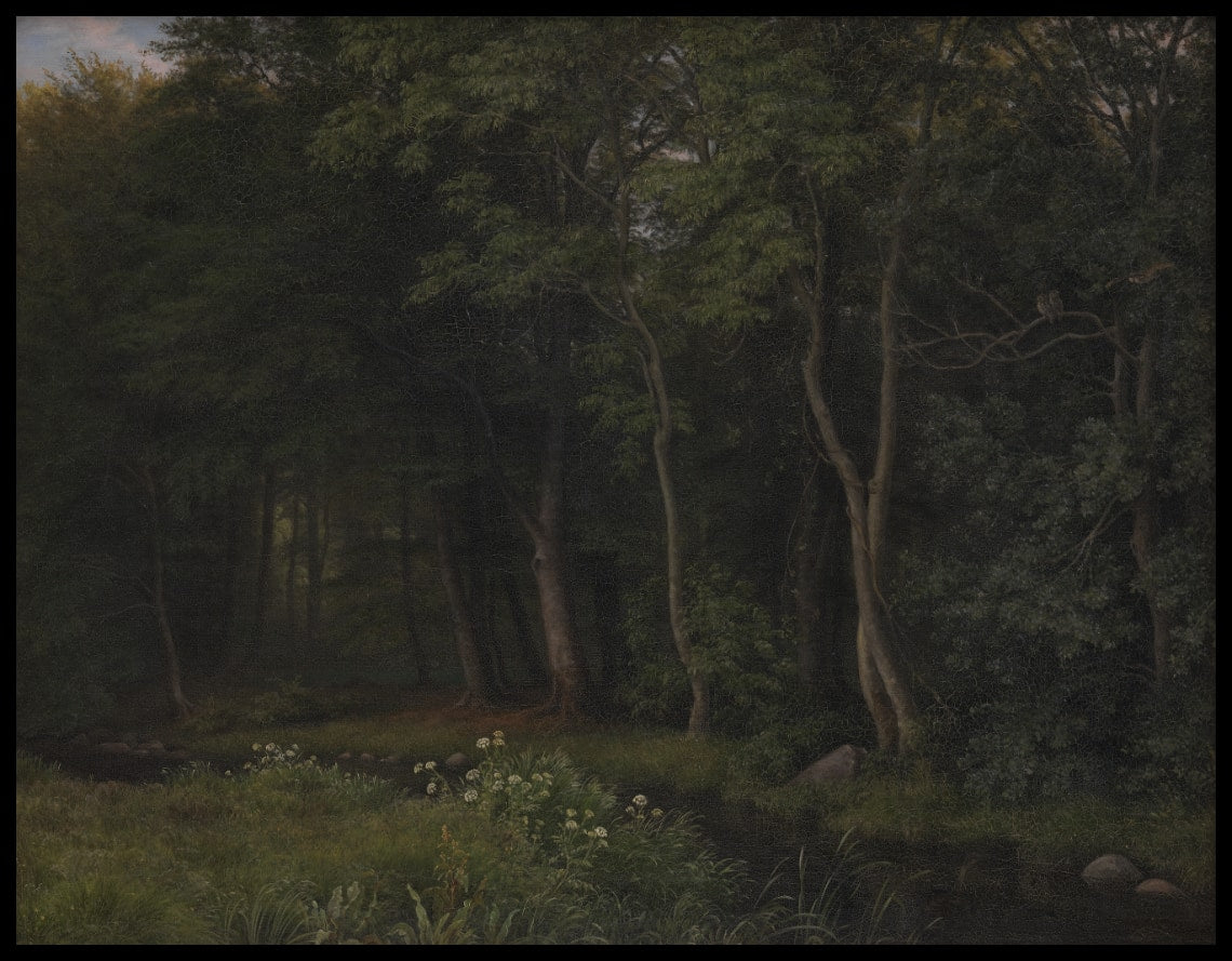 Twilight Setting dans un bois près du manoir d'Iselingen, Zélande