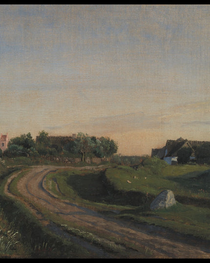 Vejby with the Church seen from the North. Evening Light. Zealand