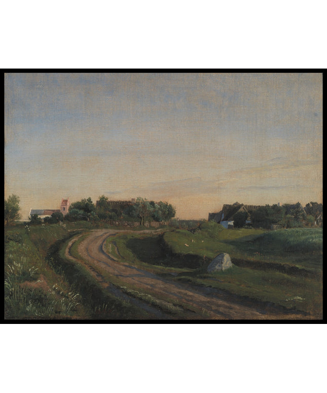 Vejby with the Church seen from the North. Evening Light. Zealand